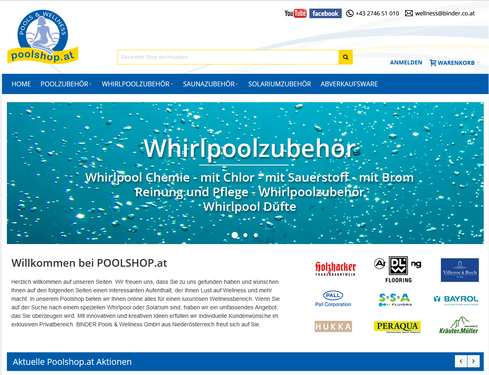 Website des Onlineshops www.poolshop.at