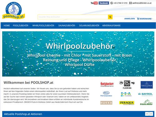 Website des Onlineshops www.poolshop.at